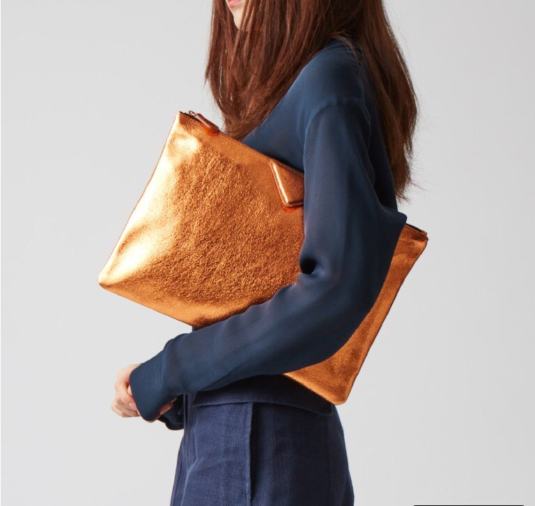 Oversized PU Leather Envelope Clutch for Women
