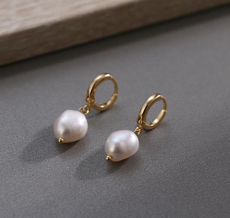 Minimalist Vintage Baroque Freshwater Pearl Earrings
