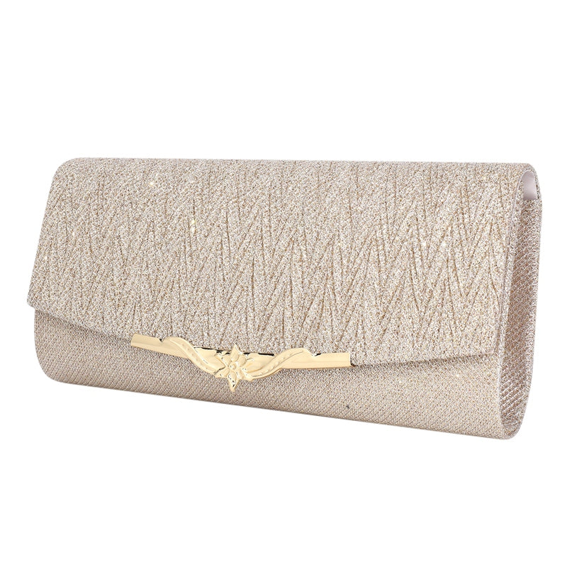 Women's Glitter Evening Party Clutch with Chain Strap