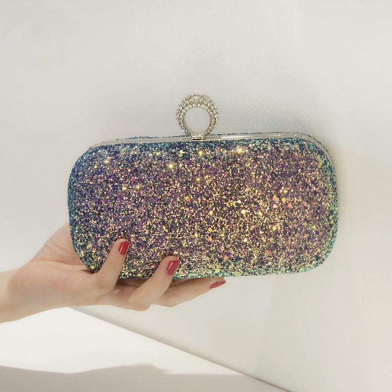 Pink Bling Sequins Evening Clutch Crossbody Handbag