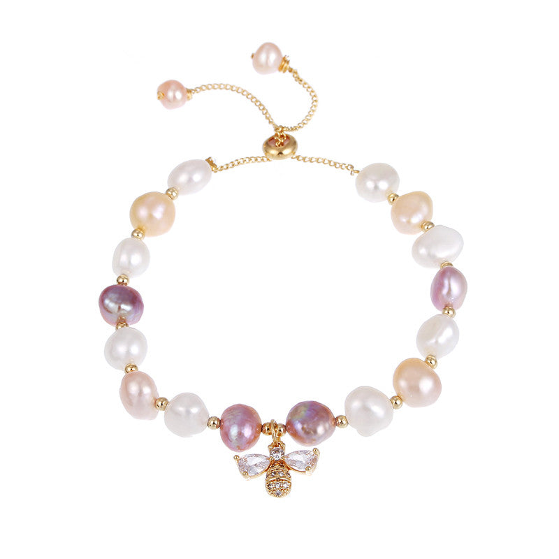 Natural Freshwater Pearl 14K Gold Filled Bee Bracelet
