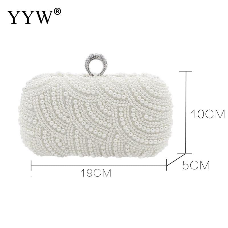 Embroidered Pearl Evening Clutch with Rhinestones