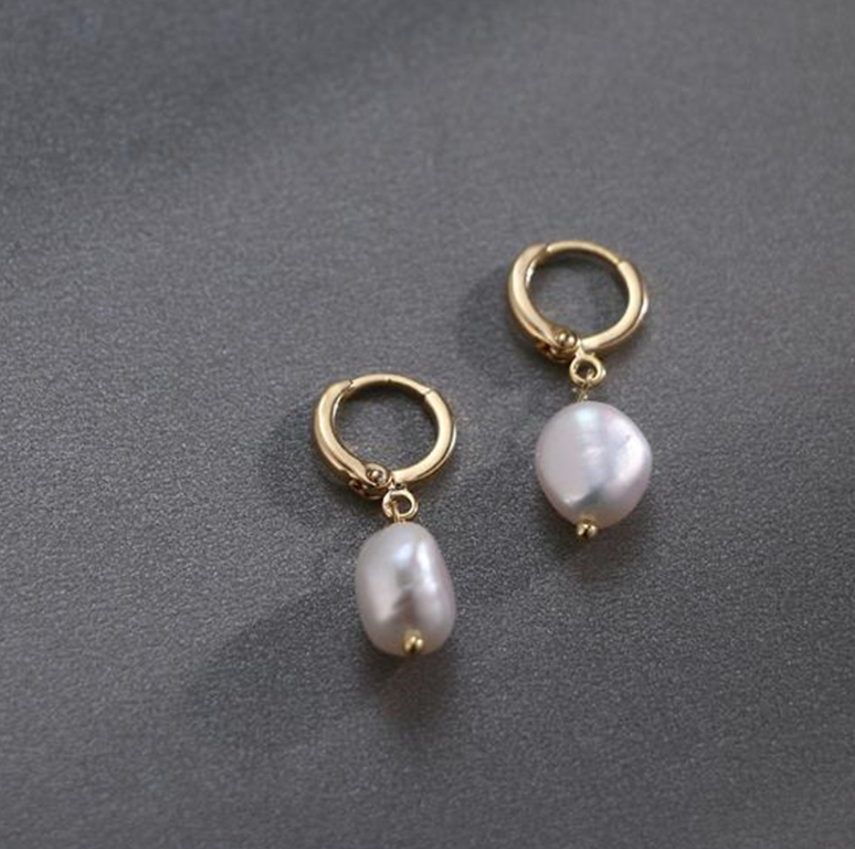 Minimalist Vintage Baroque Freshwater Pearl Earrings
