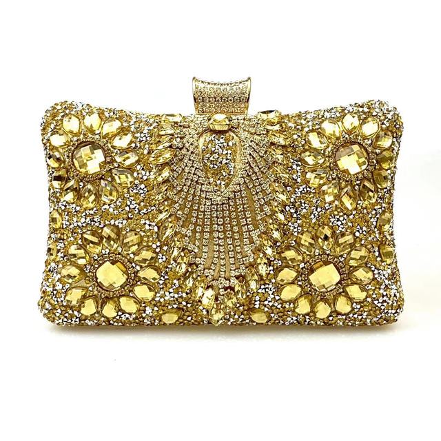Multicolored Diamond Crystal Flower Evening Clutch Bag