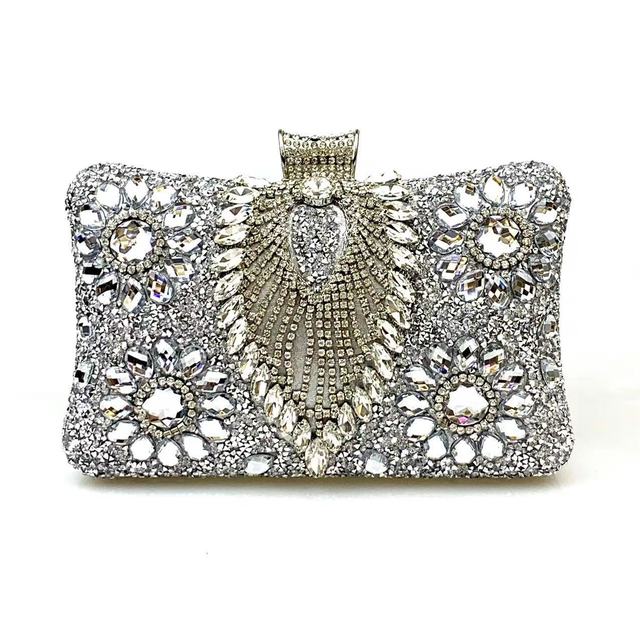 Multicolored Diamond Crystal Flower Evening Clutch Bag