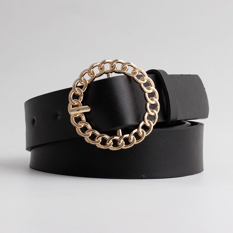 Women's Fashionable Round Buckle Belt for Dresses