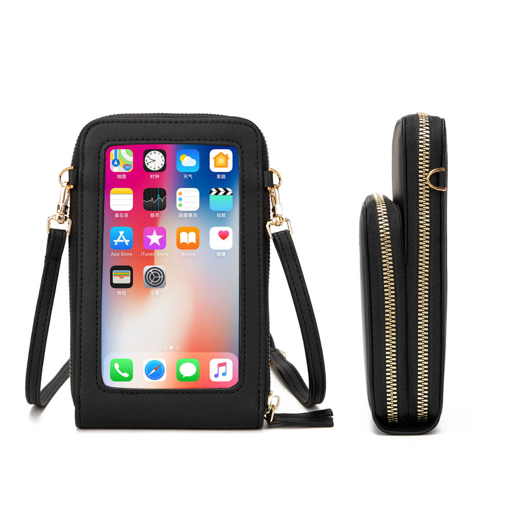 Korean PU Zipper Touch Screen Mobile Phone Bag