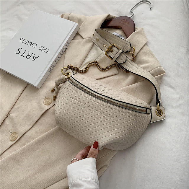Luxury Women's Leather Waist Belt Bag and Crossbody Pack
