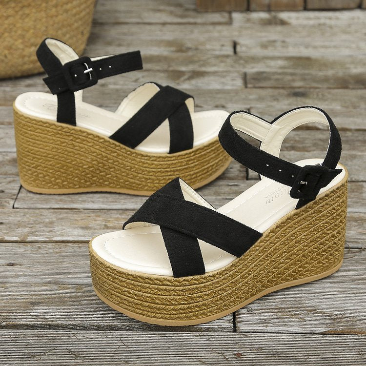 Women's Summer Wedge Sandals with Hemp Heels