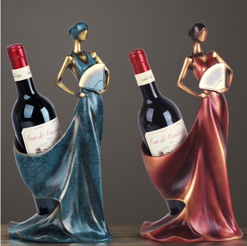Modern Minimalist Wine Rack with Dancer Figurine Decor