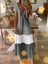 Trendy Gradient V-Neck Short Sleeve Dress