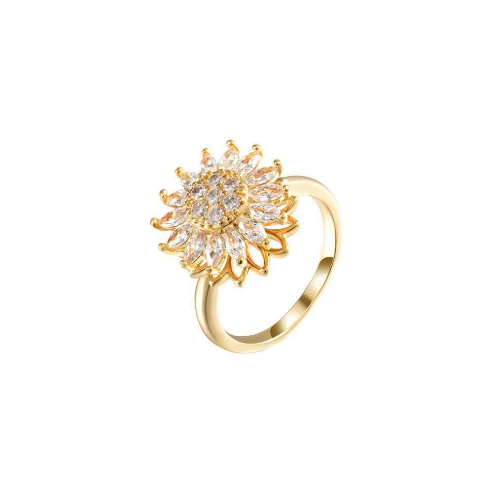 Rotating Sunflower Ring for Anxiety Relief (Women)