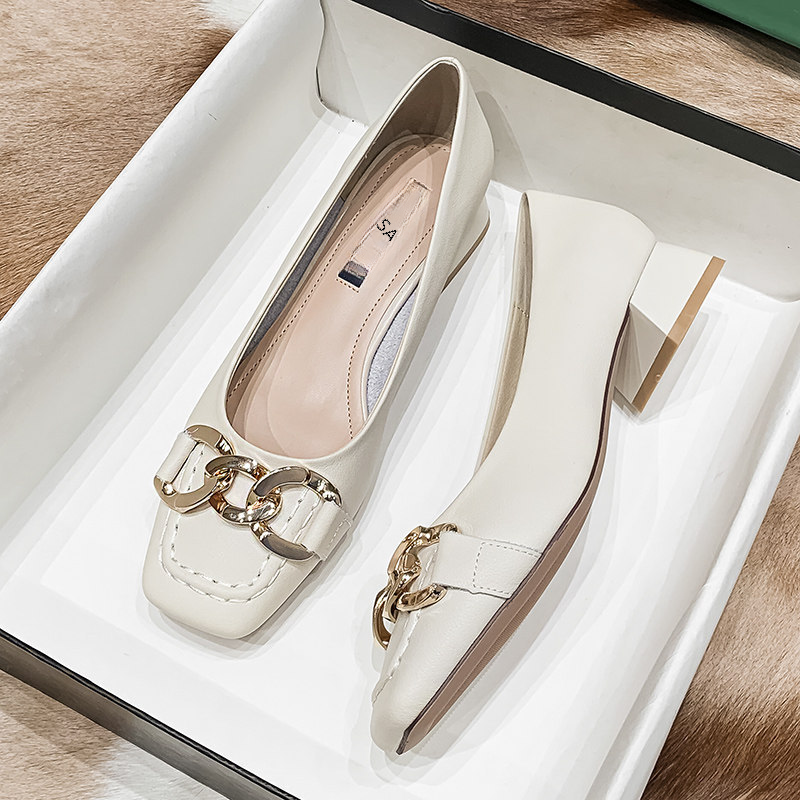 Women's Chunky Heel Soft Leather Loafers