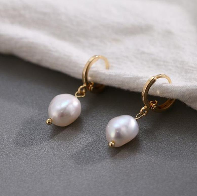 Minimalist Vintage Baroque Freshwater Pearl Earrings