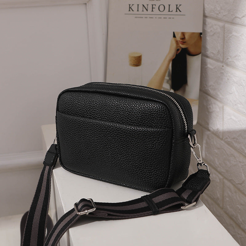 Solid Color Women's Messenger Bag with Wide Strap