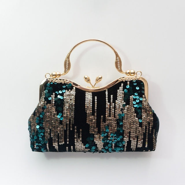 Velvet Clutch Evening Handbags with Sequin Design