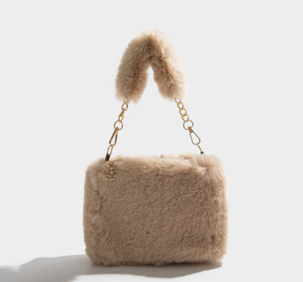 Evening Clutch, Handbag, Plush Chain Bag