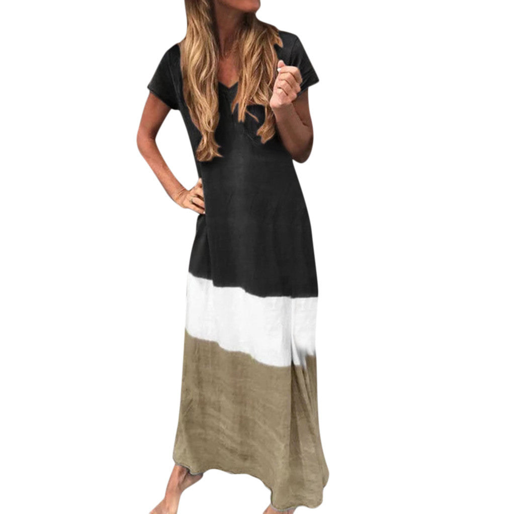 Trendy Gradient V-Neck Short Sleeve Dress