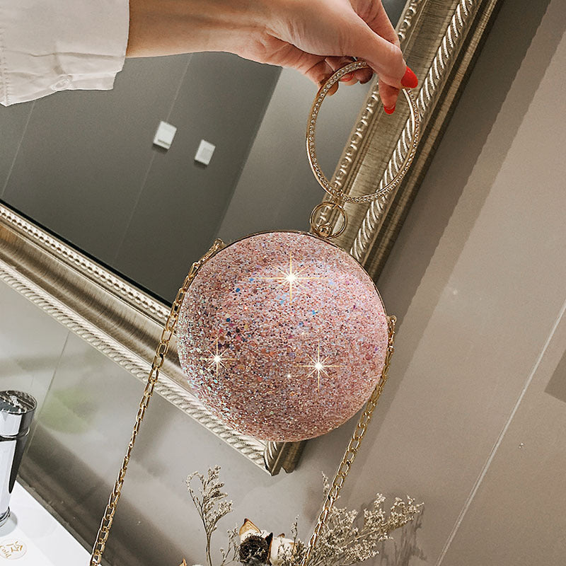 Colored Crystal Diamond Round Ball Clutch Handbag
