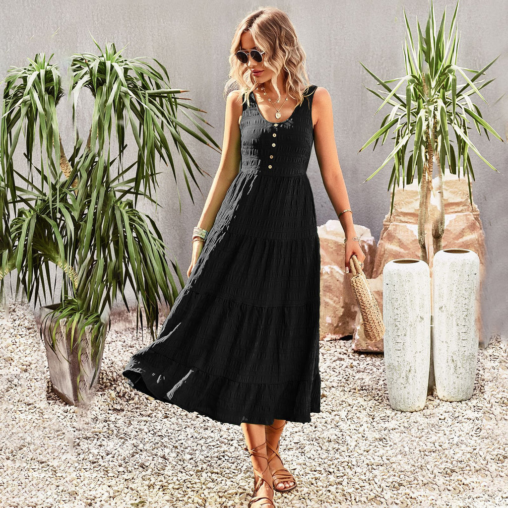 Ladies Vintage Boho Sleeveless Summer Dress Outfit
