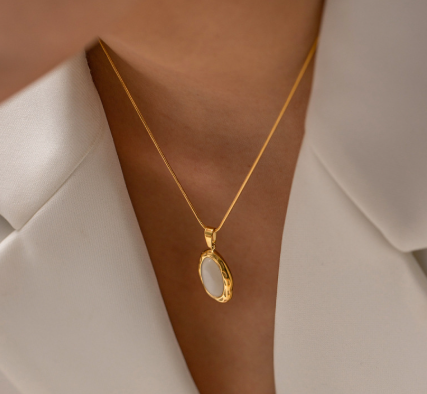 Opal Oval Pendant Necklace
