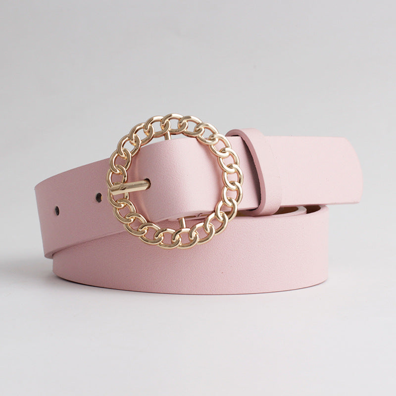 Women's Fashionable Round Buckle Belt for Dresses