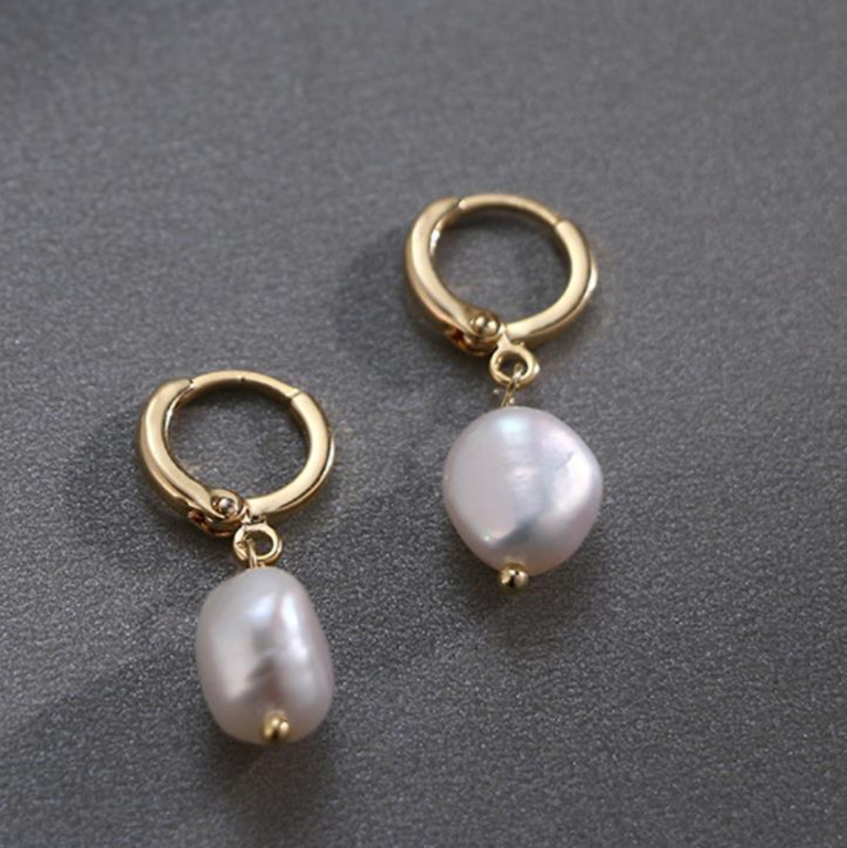 Minimalist Vintage Baroque Freshwater Pearl Earrings