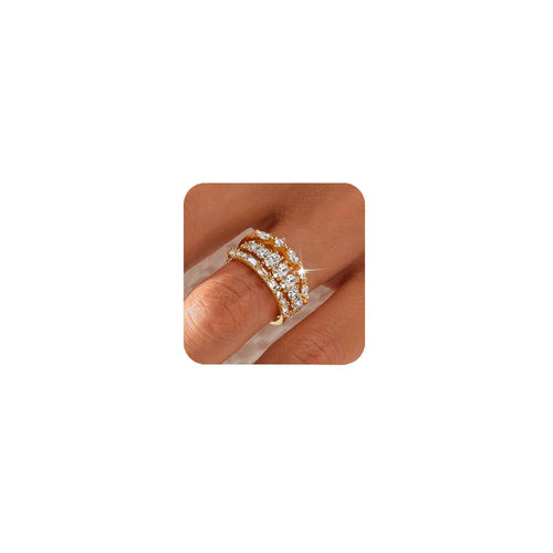 CIOMY Stackable Gold Rings for Women Non Tarnish Dainty 14K Gold Plated 3PCS Knuckle Rings Set Cubic Zirconia Thumb Rings Trendy Statement Promise Wedding Bands Engagement Rings Size 10