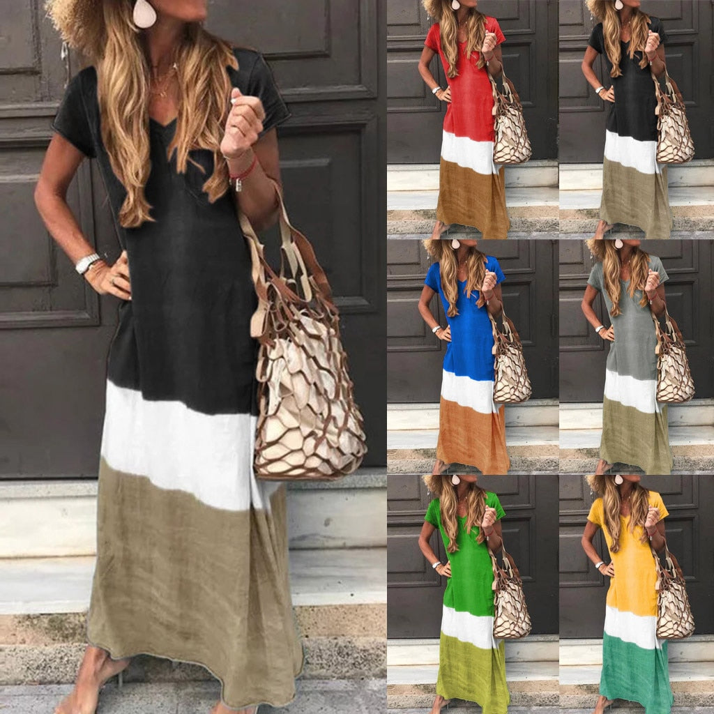 Trendy Gradient V-Neck Short Sleeve Dress