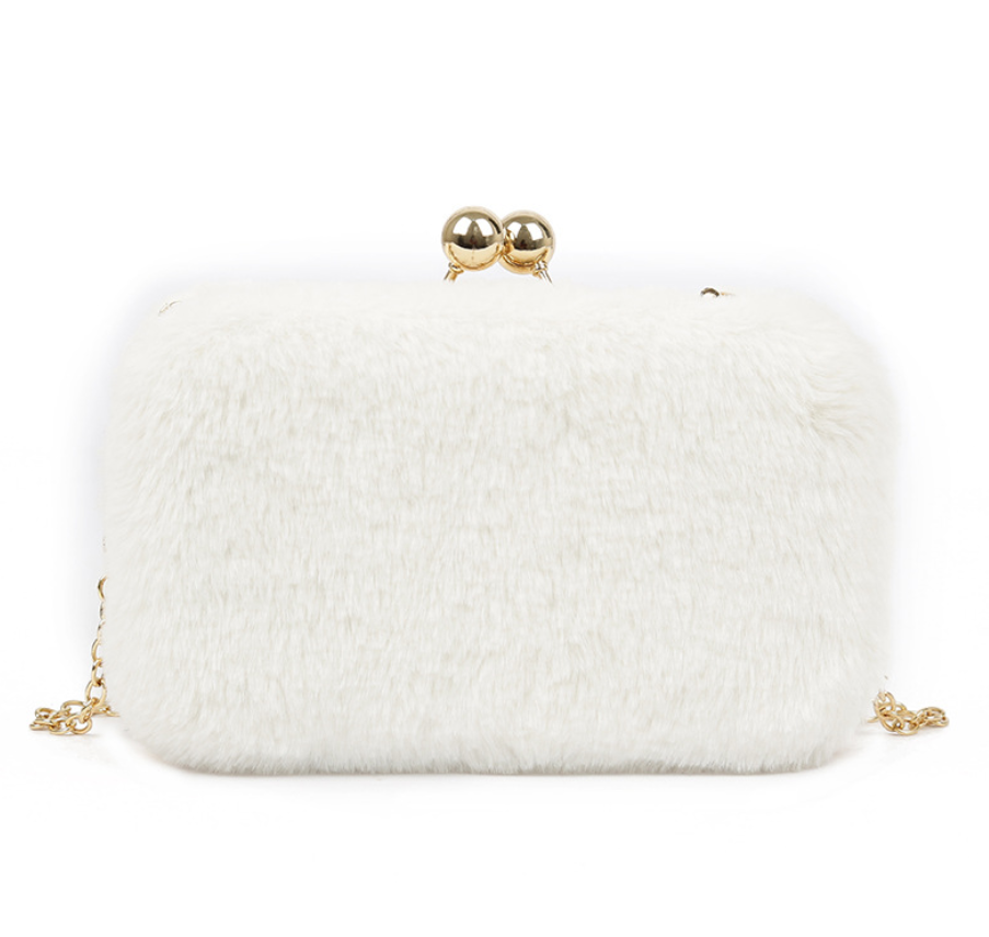 Evening Clutch, Handbag, Plush Chain Bag