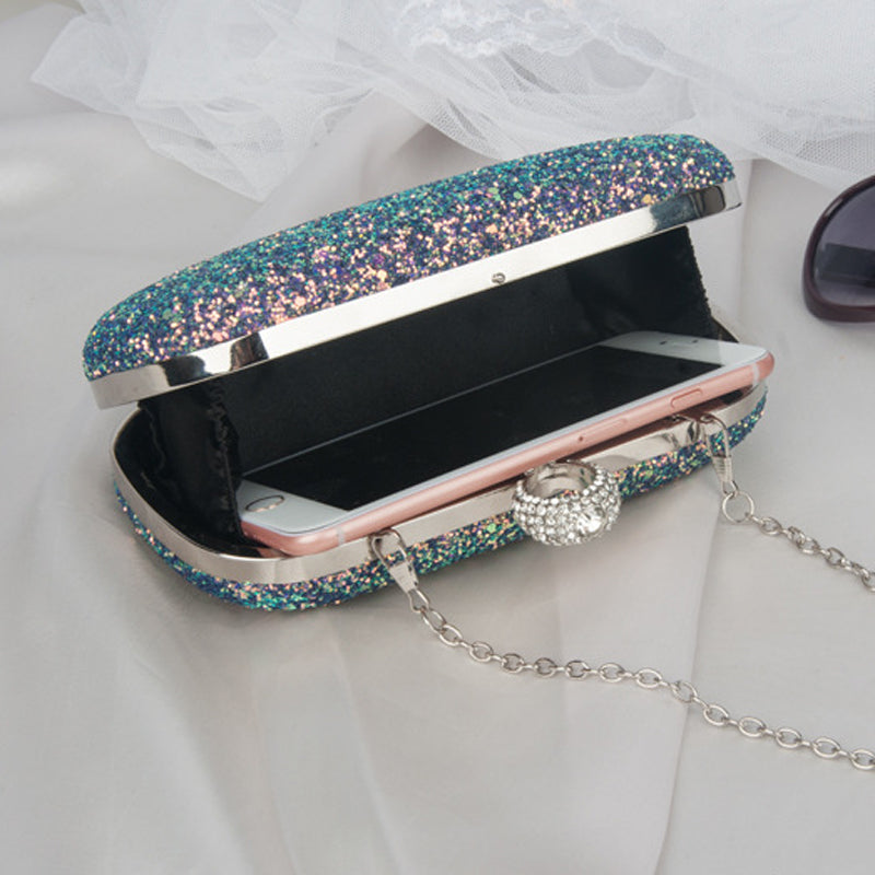 Pink Bling Sequins Evening Clutch Crossbody Handbag
