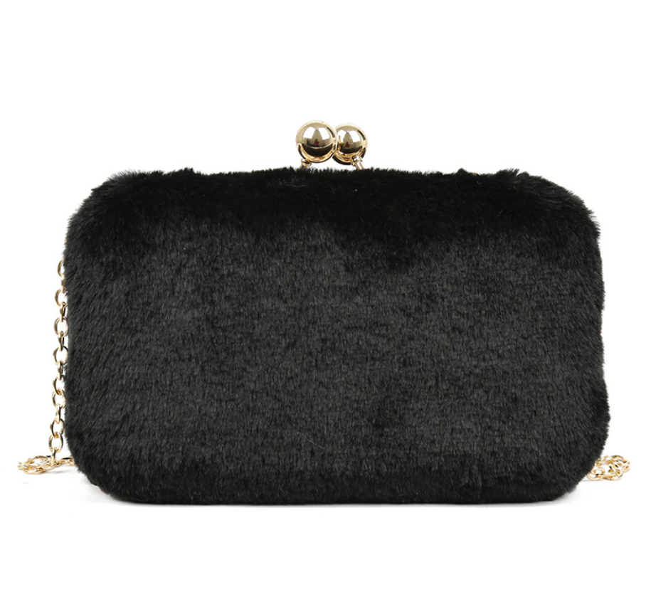 Evening Clutch, Handbag, Plush Chain Bag