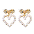 Pearl Bow Heart Earrings (Heart and Bow Designs)