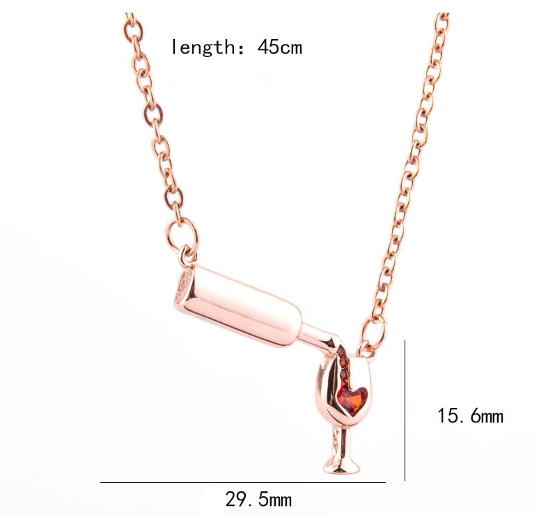 Heart Wine Bottle Cup Necklace with Pendant