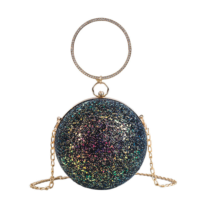 Colored Crystal Diamond Round Ball Clutch Handbag