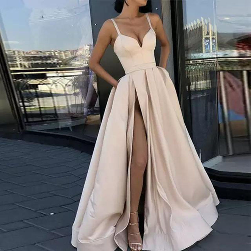 Women's Satin Halter Dresses for Banquets and Parties