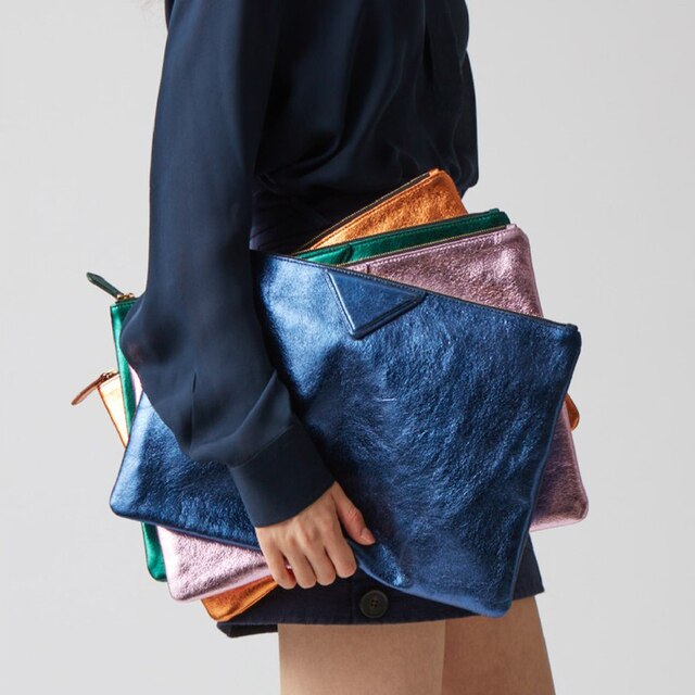 Oversized PU Leather Envelope Clutch for Women