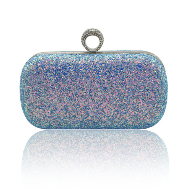 Pink Bling Sequins Evening Clutch Crossbody Handbag