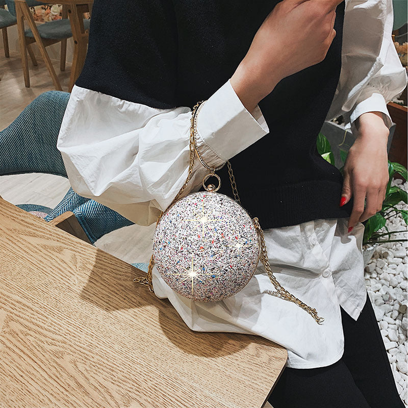 Colored Crystal Diamond Round Ball Clutch Handbag