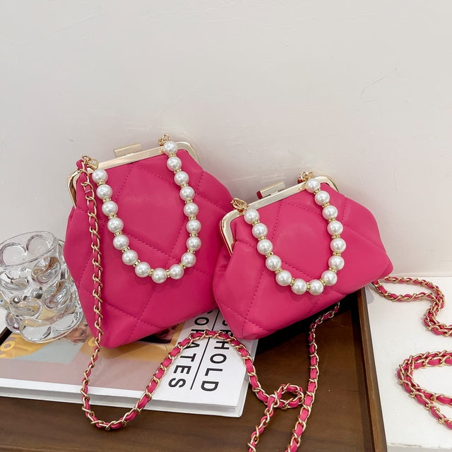 Stylish Pearl Clip Evening Clutch and Crossbody Bag
