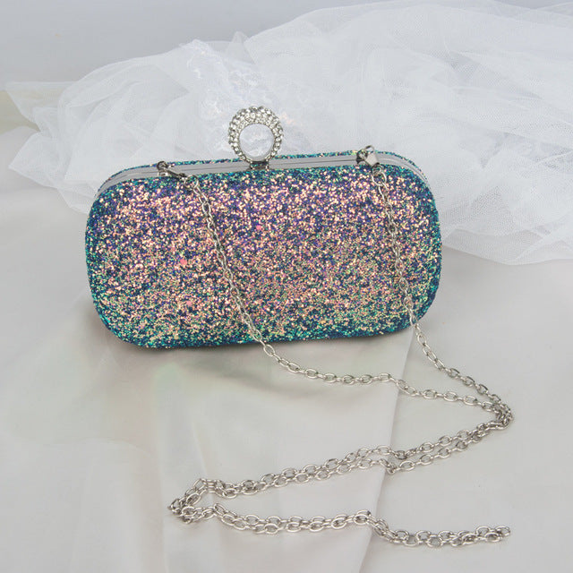 Pink Bling Sequins Evening Clutch Crossbody Handbag