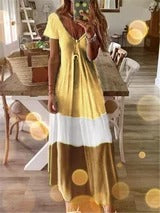 Trendy Gradient V-Neck Short Sleeve Dress
