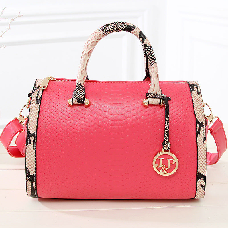 Luxury Leather Handbag for Women - Flap Clutch & Messenger - Snake Skin Texture