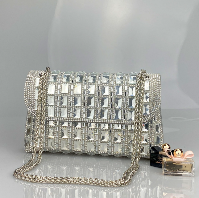 Rhinestone Chain Clutch Bag