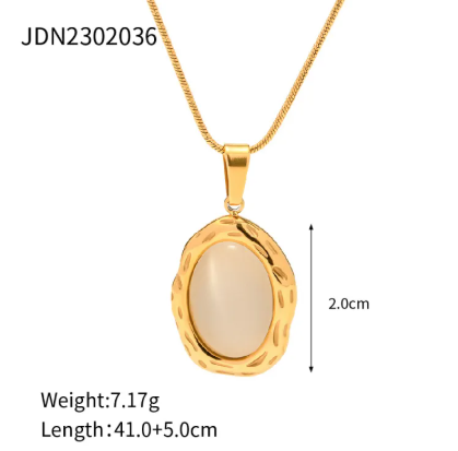 Opal Oval Pendant Necklace