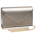 Labair Chic Vegan Leather Clutch Bag Envelope Clutch Purses for Women Evening Wedding Formal Party Handbag. (Pewter)