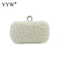 Embroidered Pearl Evening Clutch with Rhinestones