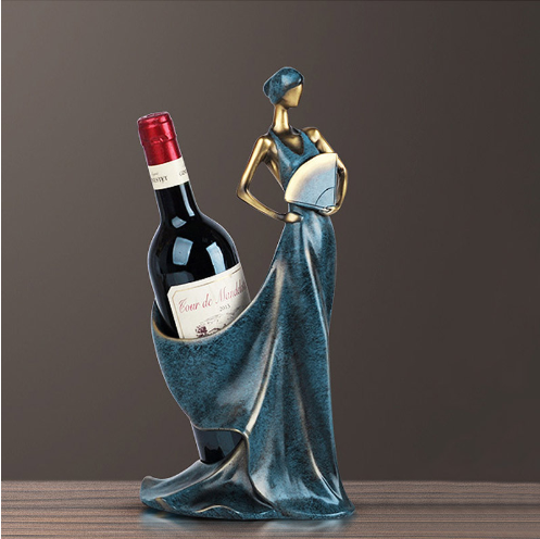 Modern Minimalist Wine Rack with Dancer Figurine Decor
