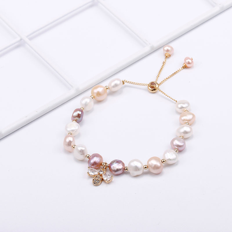Natural Freshwater Pearl 14K Gold Filled Bee Bracelet