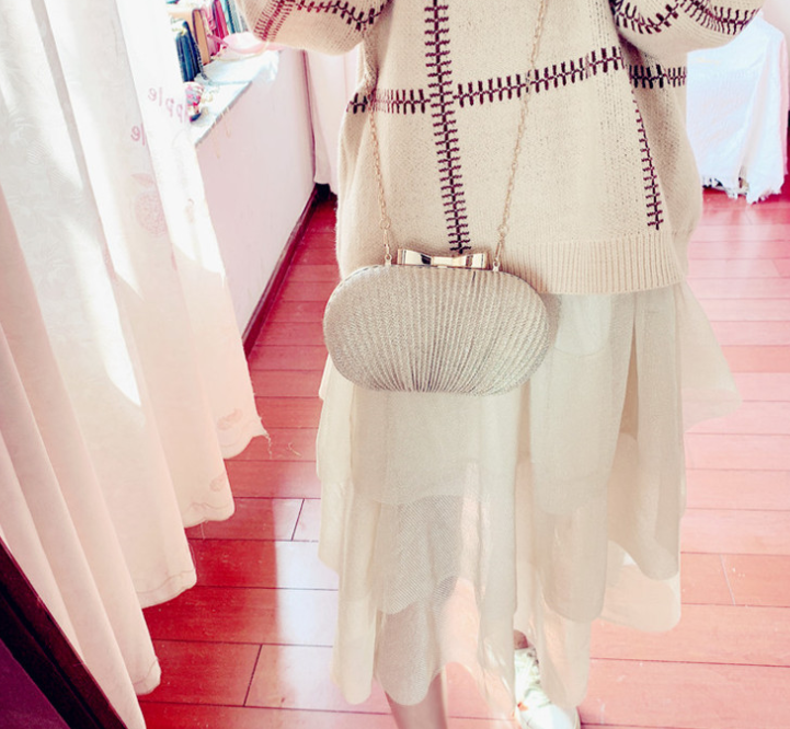 Frosted Clutch Bag - Women's Oval Handheld Purse